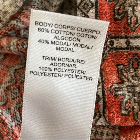 Lucky Brand Boho Peasant Top w Tassels Orange & Ribbed Tank w Lace - Picture 8 of 12
